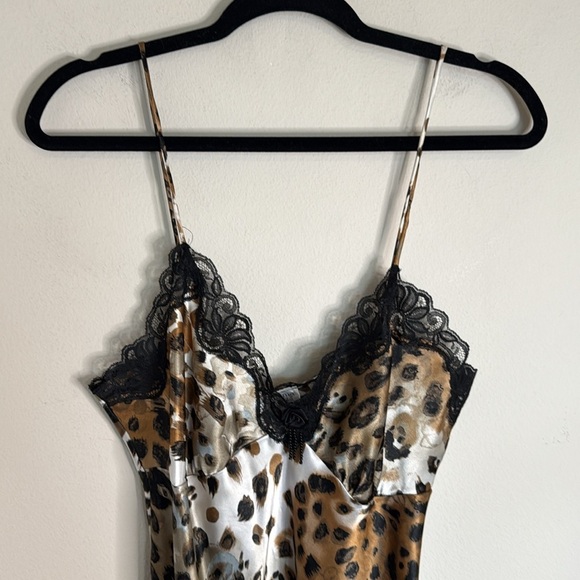 Vintage Cinema Etoile Leopard Print Satin Nightgown Size Small - Picture 5 of 7